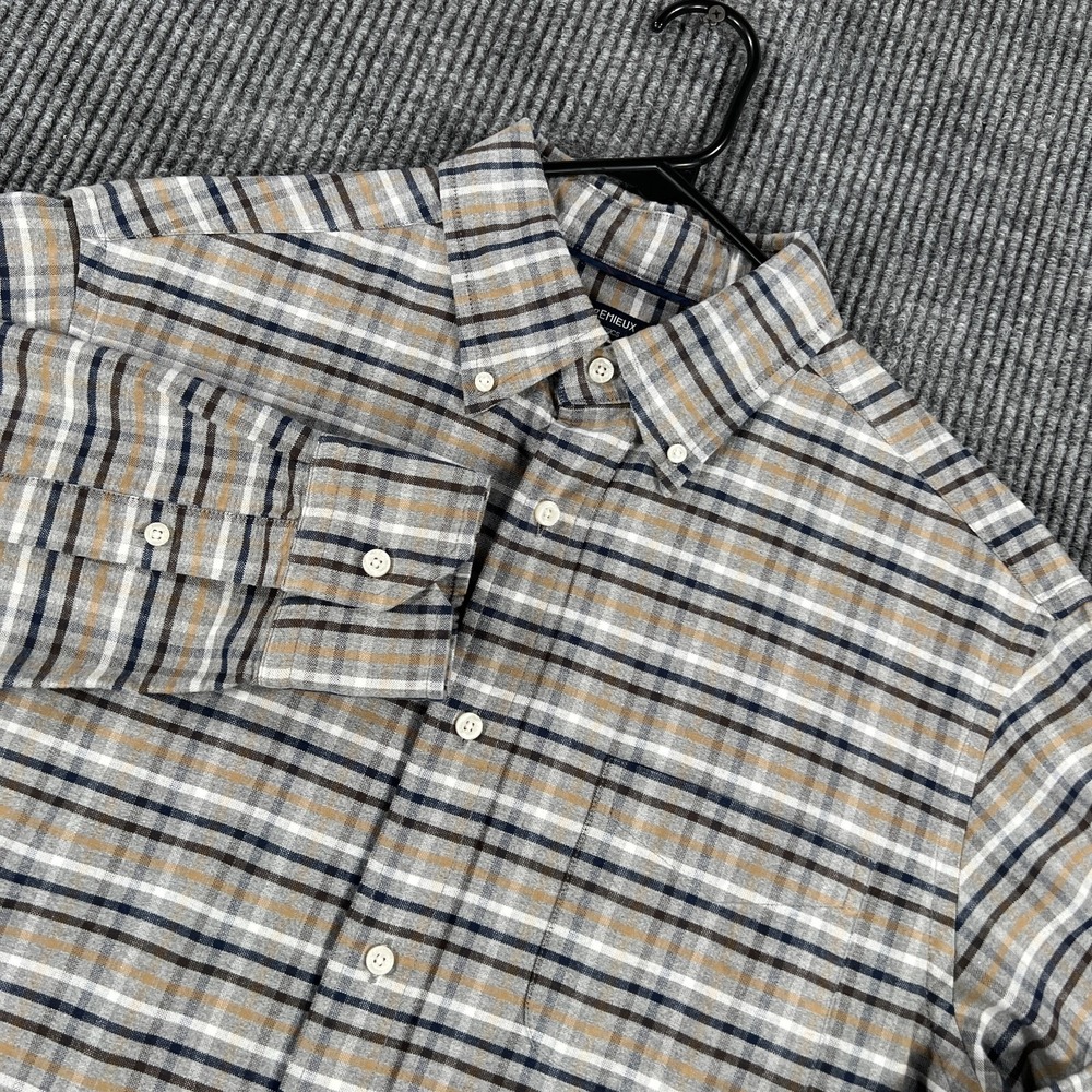 Cremieux Shirt Mens Medium Gray Plaid Long Sleeve Button Down Classic Casual